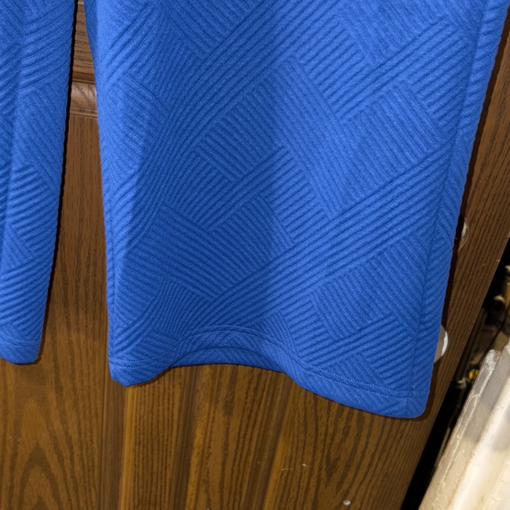 Royal Blue CrissCross Textured Wide Leg Pants - Picture 5 of 9